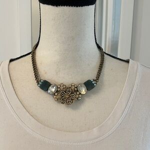 Anthropologie Green & Gold Necklace Artsy Bohemian Like New